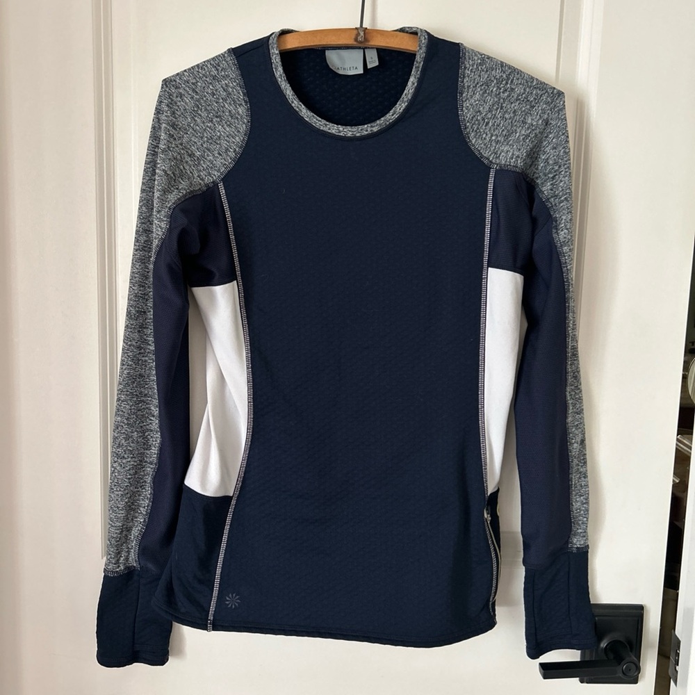 Athleta Blue and Gray Long Sleeve Tee